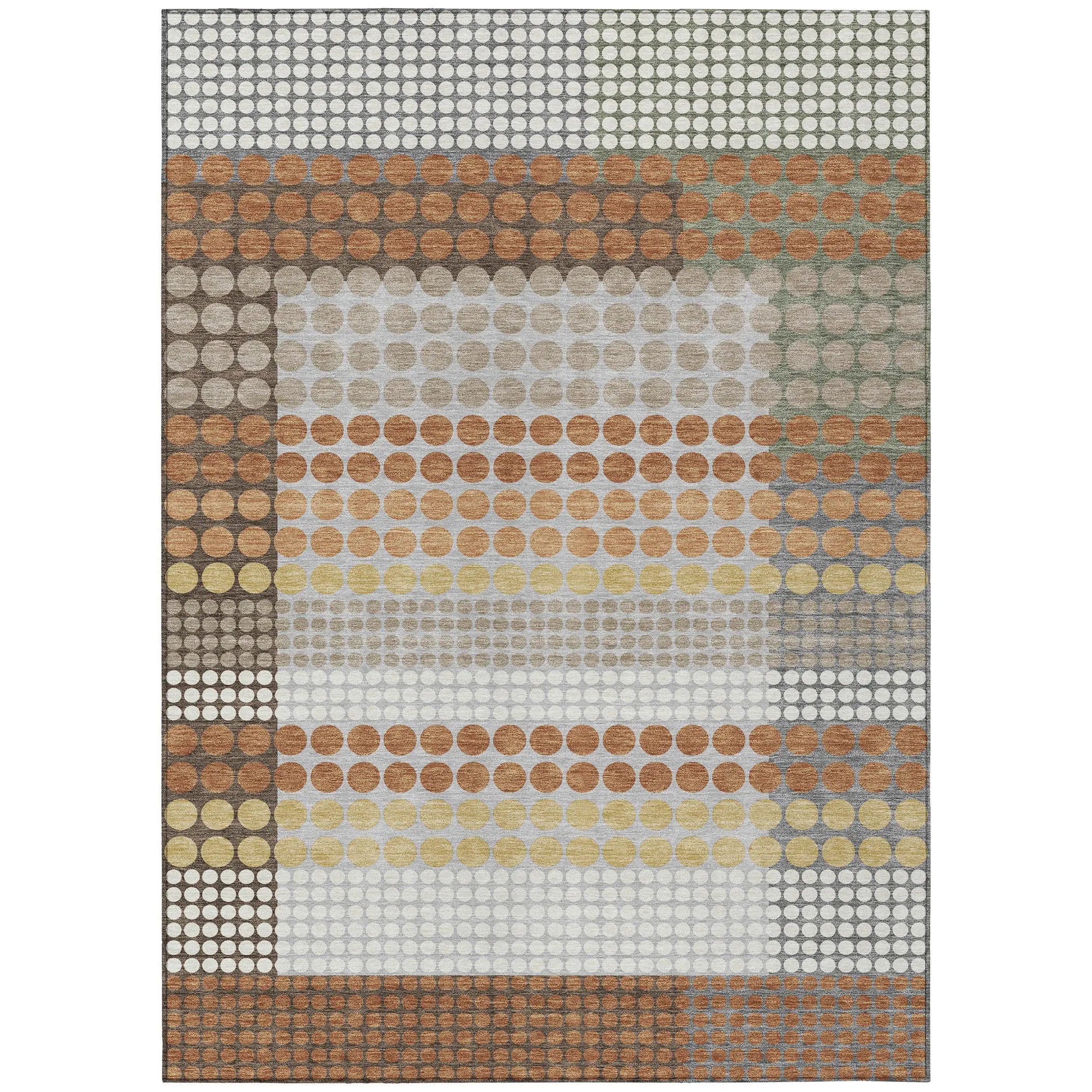 5' X 8' Orange And Copper Geometric Washable Indoor Outdoor Area Rug Homeroots Outdoor