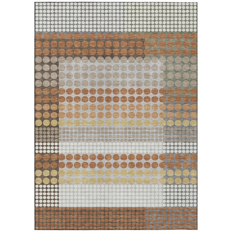 5' X 8' Orange And Copper Geometric Washable Indoor Outdoor Area Rug Homeroots Outdoor
