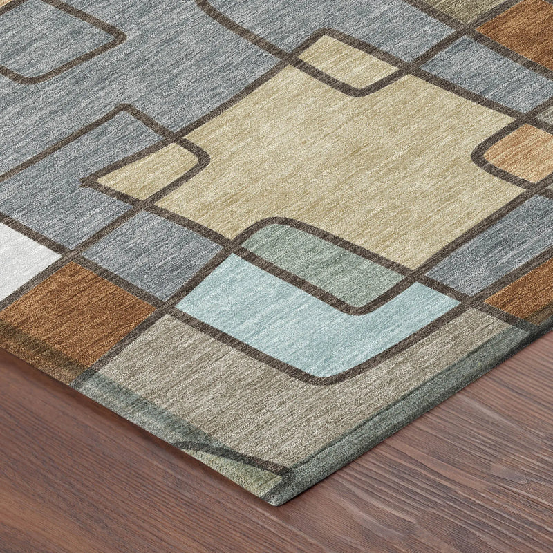 5' X 8' Orange And Copper Geometric Washable Indoor Outdoor Area Rug Homeroots Outdoor