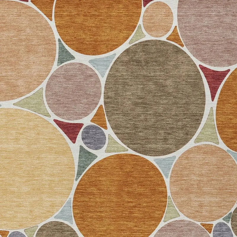 5' X 8' Orange And Copper Geometric Washable Indoor Outdoor Area Rug Homeroots Outdoor