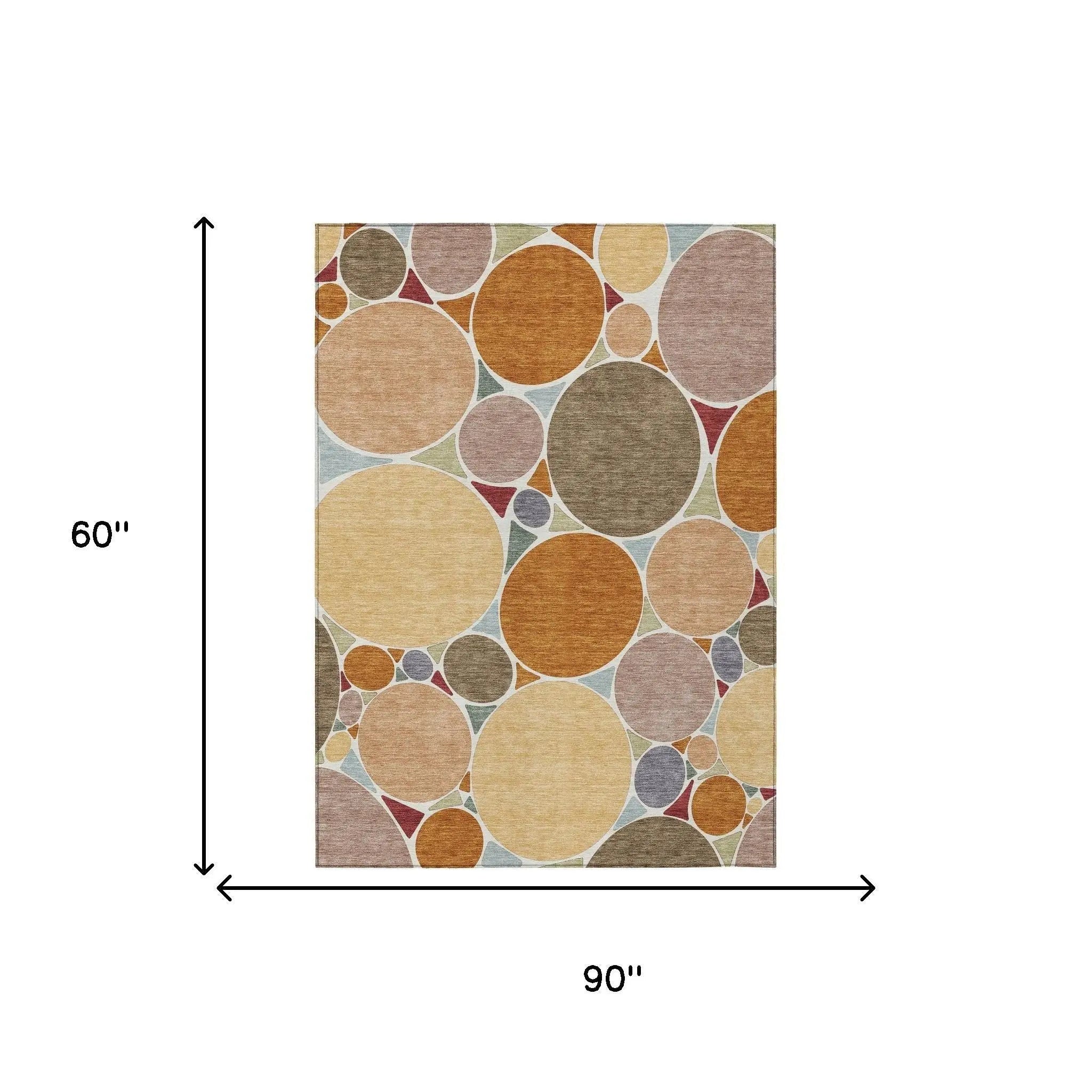 5' X 8' Orange And Copper Geometric Washable Indoor Outdoor Area Rug Homeroots Outdoor