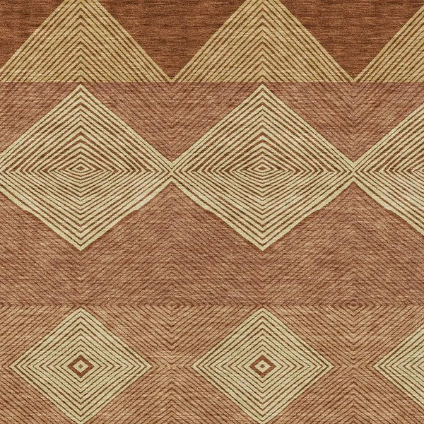 5' X 8' Orange And Copper Geometric Washable Indoor Outdoor Area Rug Homeroots Outdoor