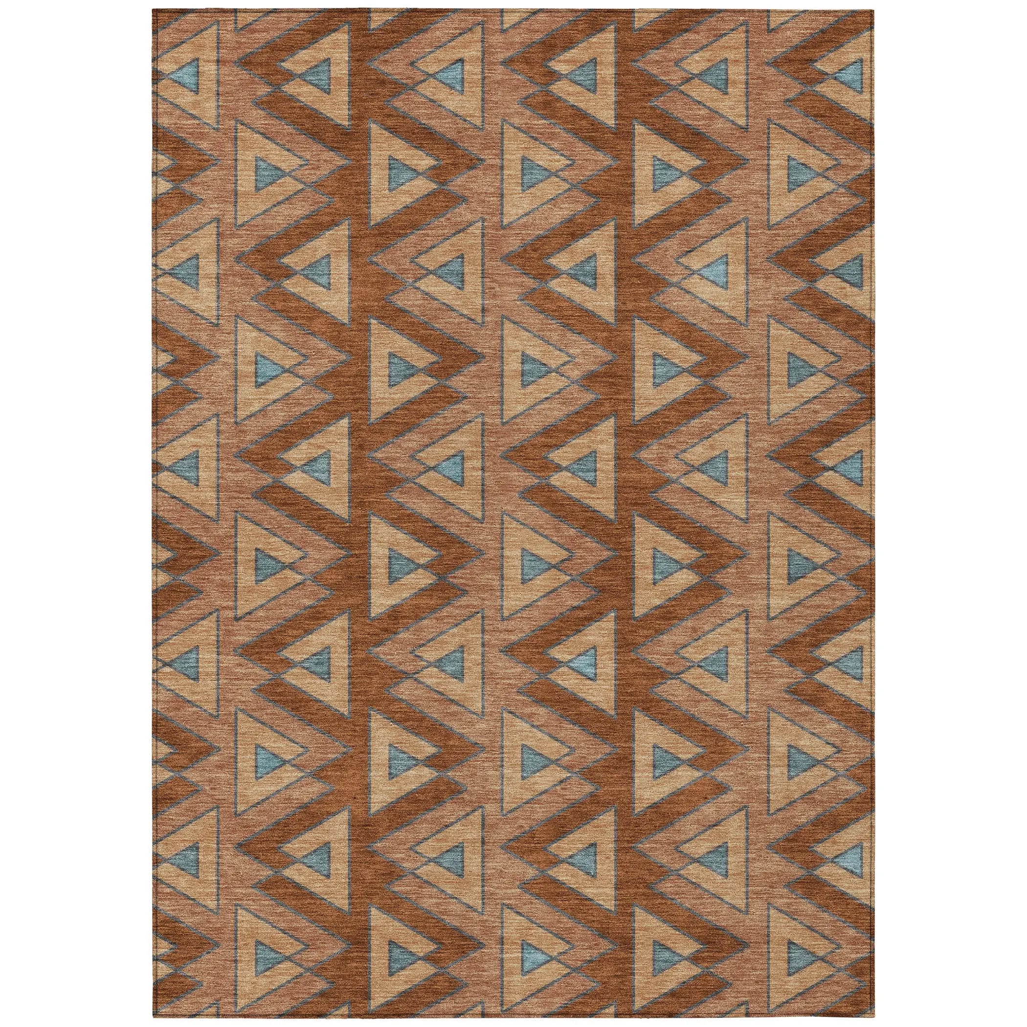 5' X 8' Orange And Copper Geometric Washable Indoor Outdoor Area Rug Homeroots Outdoor