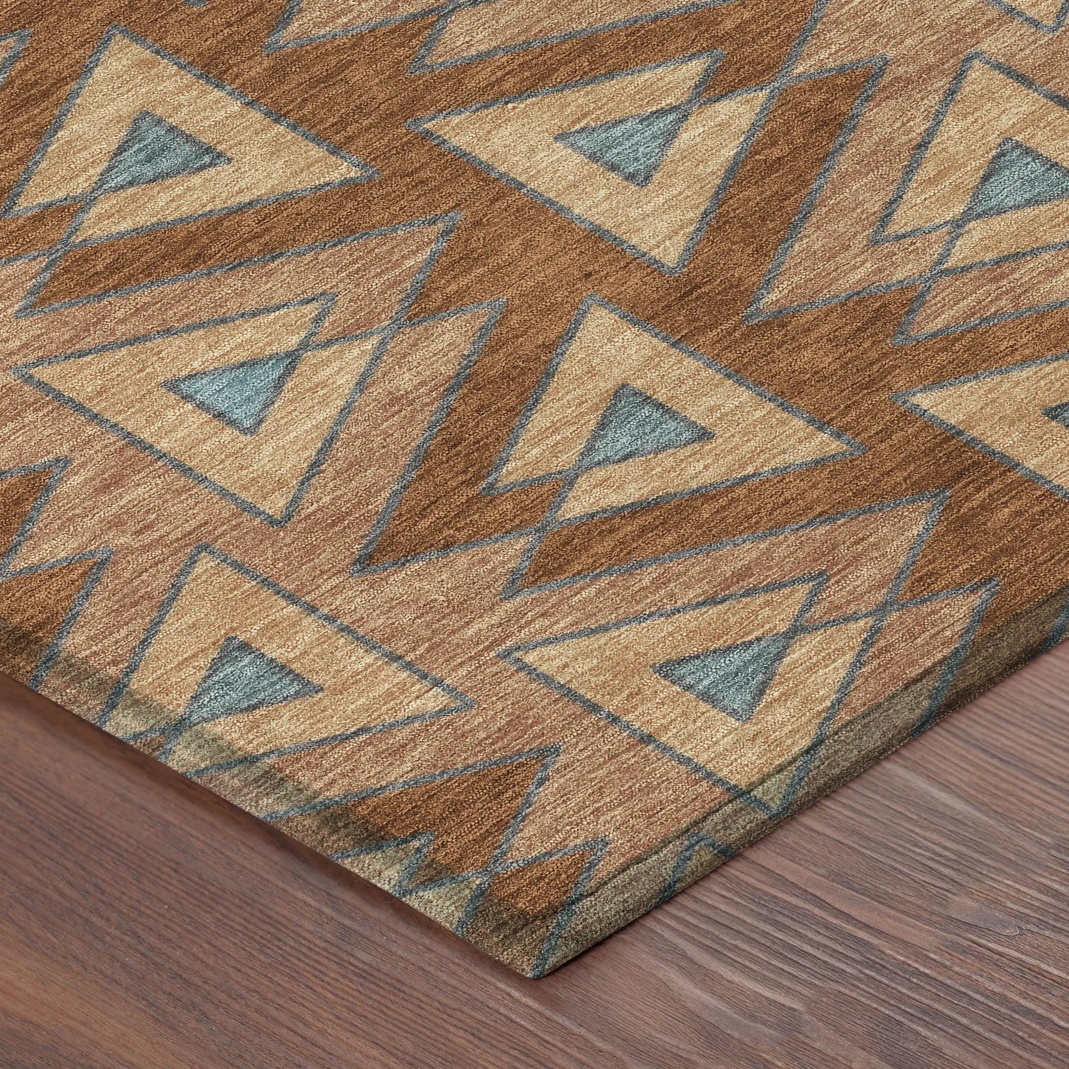 5' X 8' Orange And Copper Geometric Washable Indoor Outdoor Area Rug Homeroots Outdoor