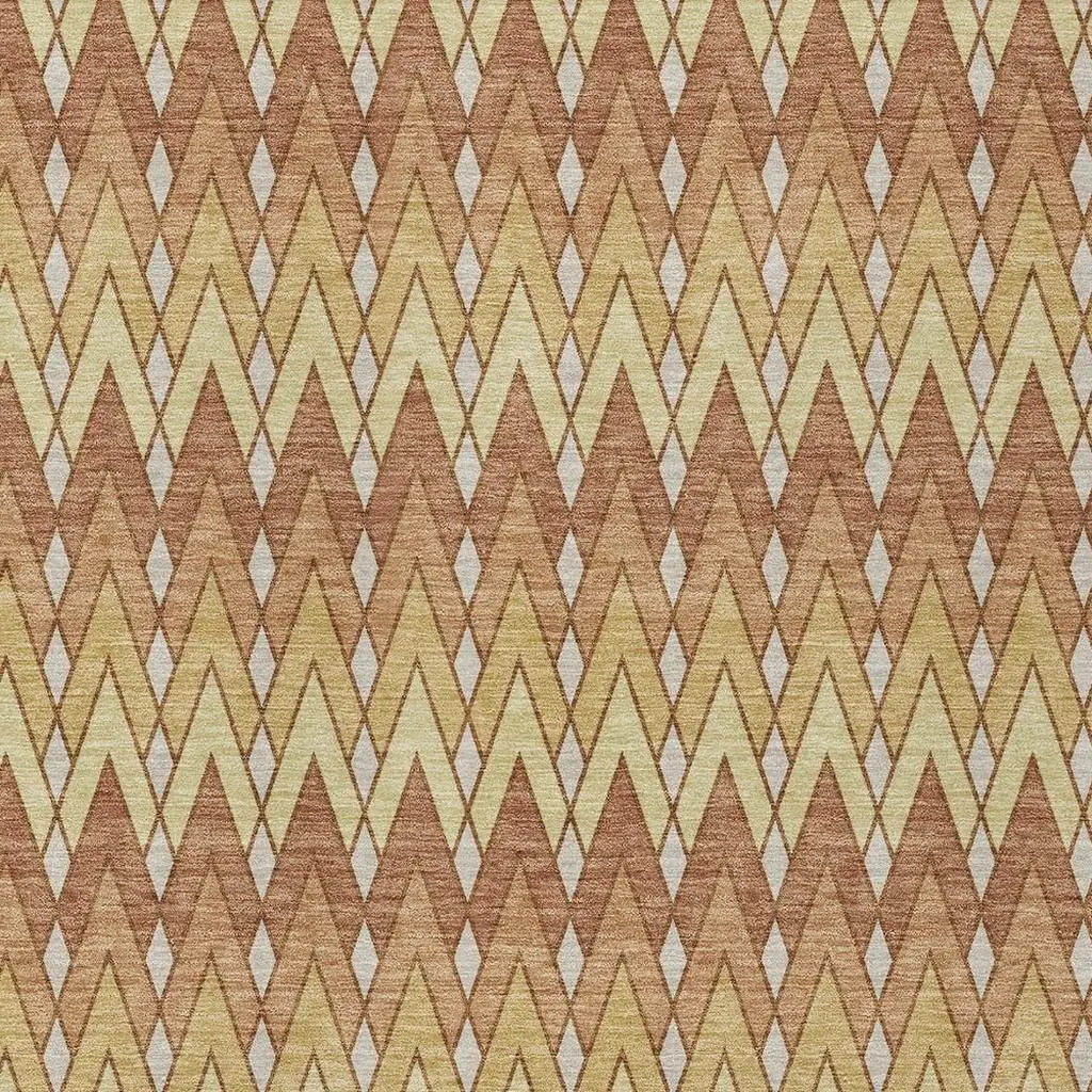 5' X 8' Orange And Copper Geometric Washable Indoor Outdoor Area Rug Homeroots Outdoor