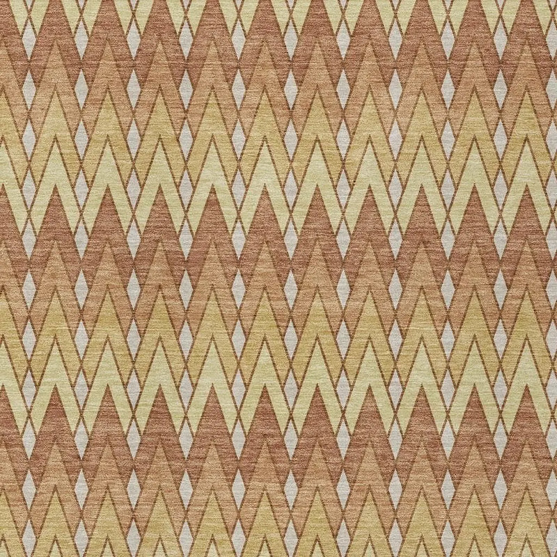 5' X 8' Orange And Copper Geometric Washable Indoor Outdoor Area Rug Homeroots Outdoor