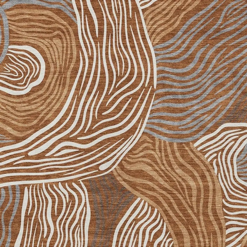 5' X 8' Orange And Copper Ikat Washable Indoor Outdoor Area Rug Homeroots Outdoor