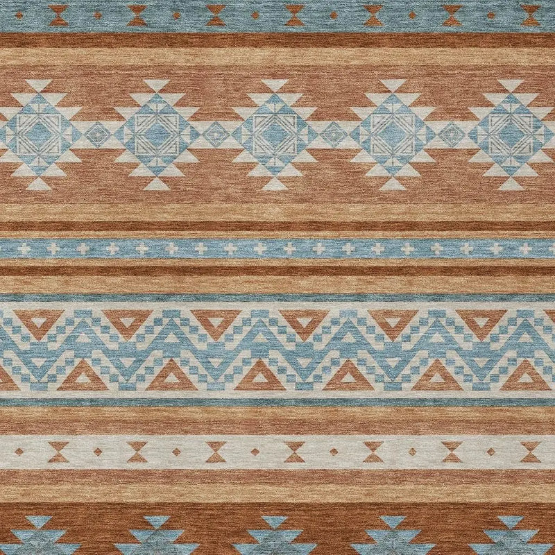 5' X 8' Orange And Copper Southwestern Washable Indoor Outdoor Area Rug Homeroots Outdoor