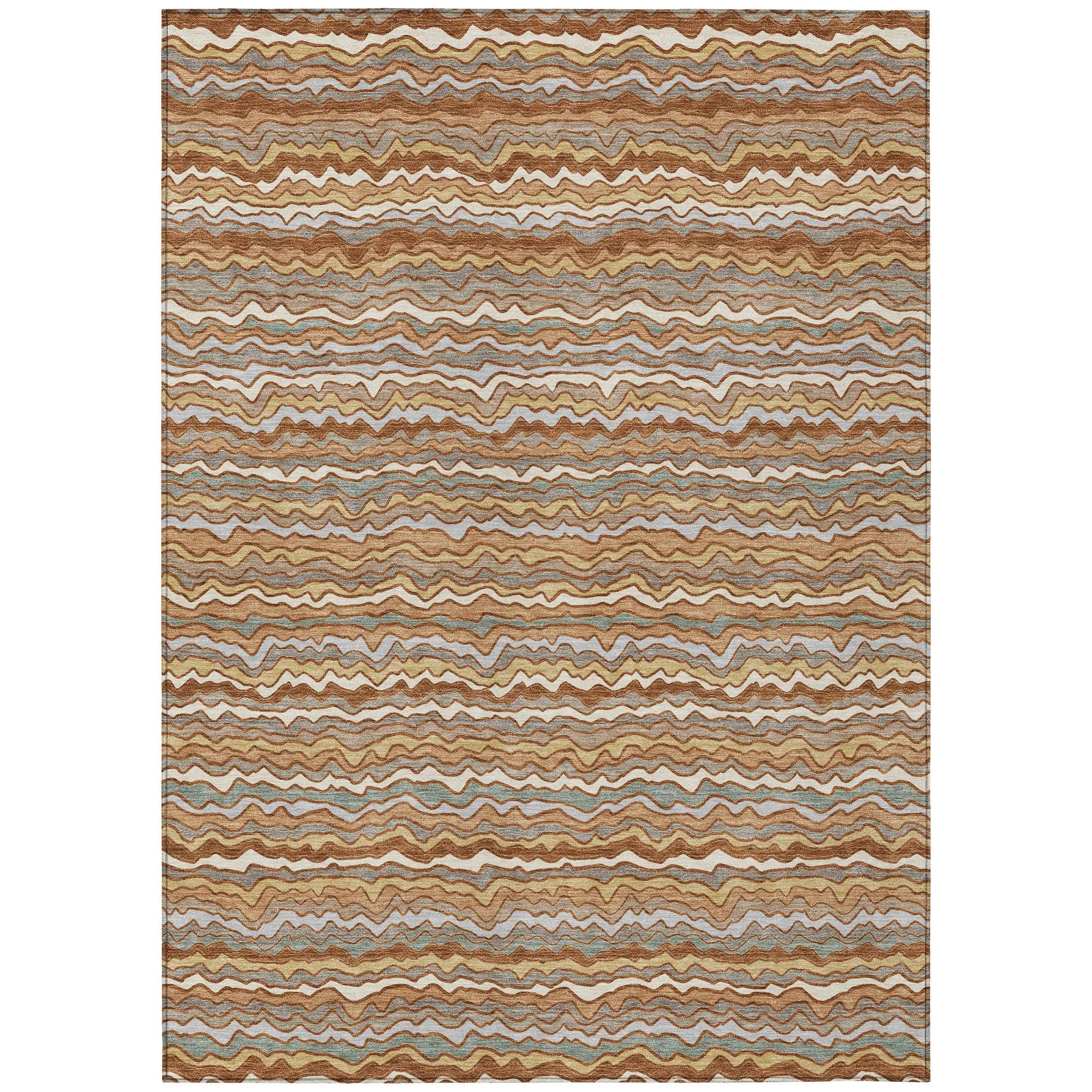 5' X 8' Orange And Copper Striped Washable Indoor Outdoor Area Rug Homeroots Outdoor
