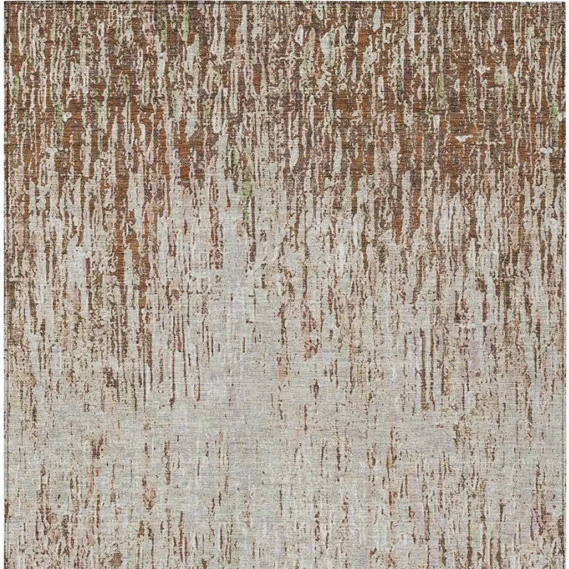 5' X 8' Orange And Copper Striped Washable Indoor Outdoor Area Rug Homeroots Outdoor