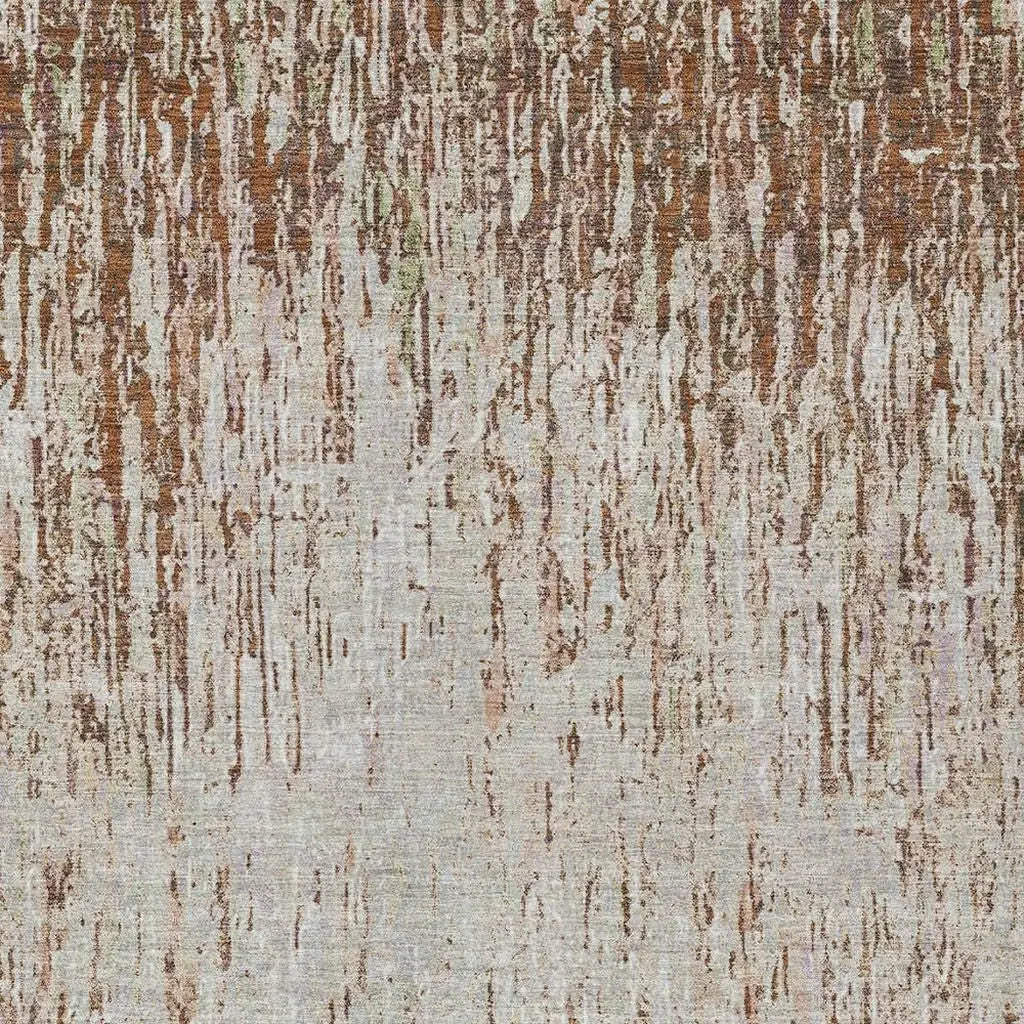 5' X 8' Orange And Copper Striped Washable Indoor Outdoor Area Rug Homeroots Outdoor