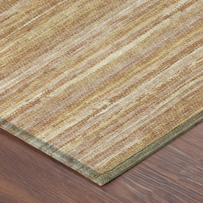 5' X 8' Orange And Copper Striped Washable Indoor Outdoor Area Rug Homeroots Outdoor