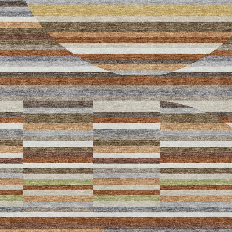 5' X 8' Orange And Copper Striped Washable Indoor Outdoor Area Rug Homeroots Outdoor