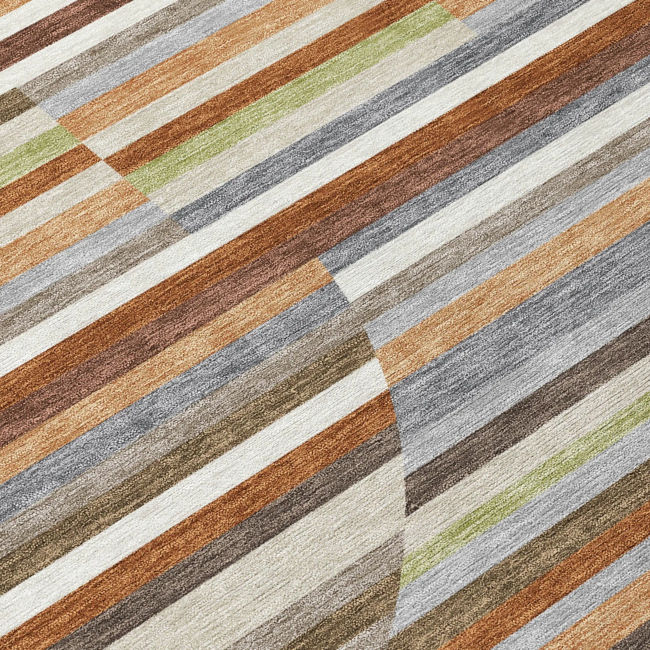 5' X 8' Orange And Copper Striped Washable Indoor Outdoor Area Rug Homeroots Outdoor