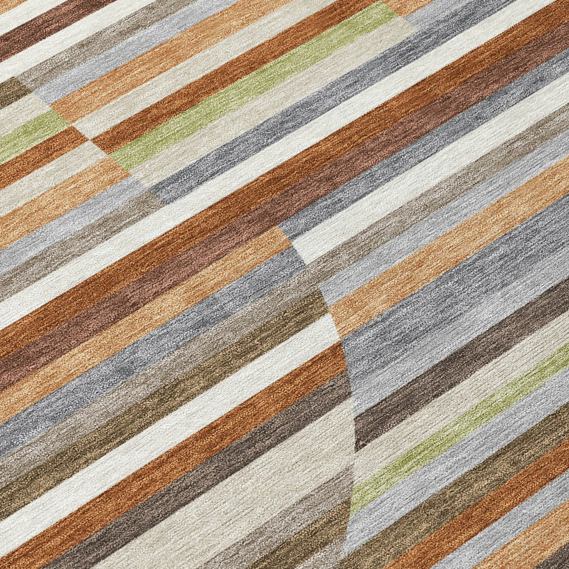 5' X 8' Orange And Copper Striped Washable Indoor Outdoor Area Rug Homeroots Outdoor