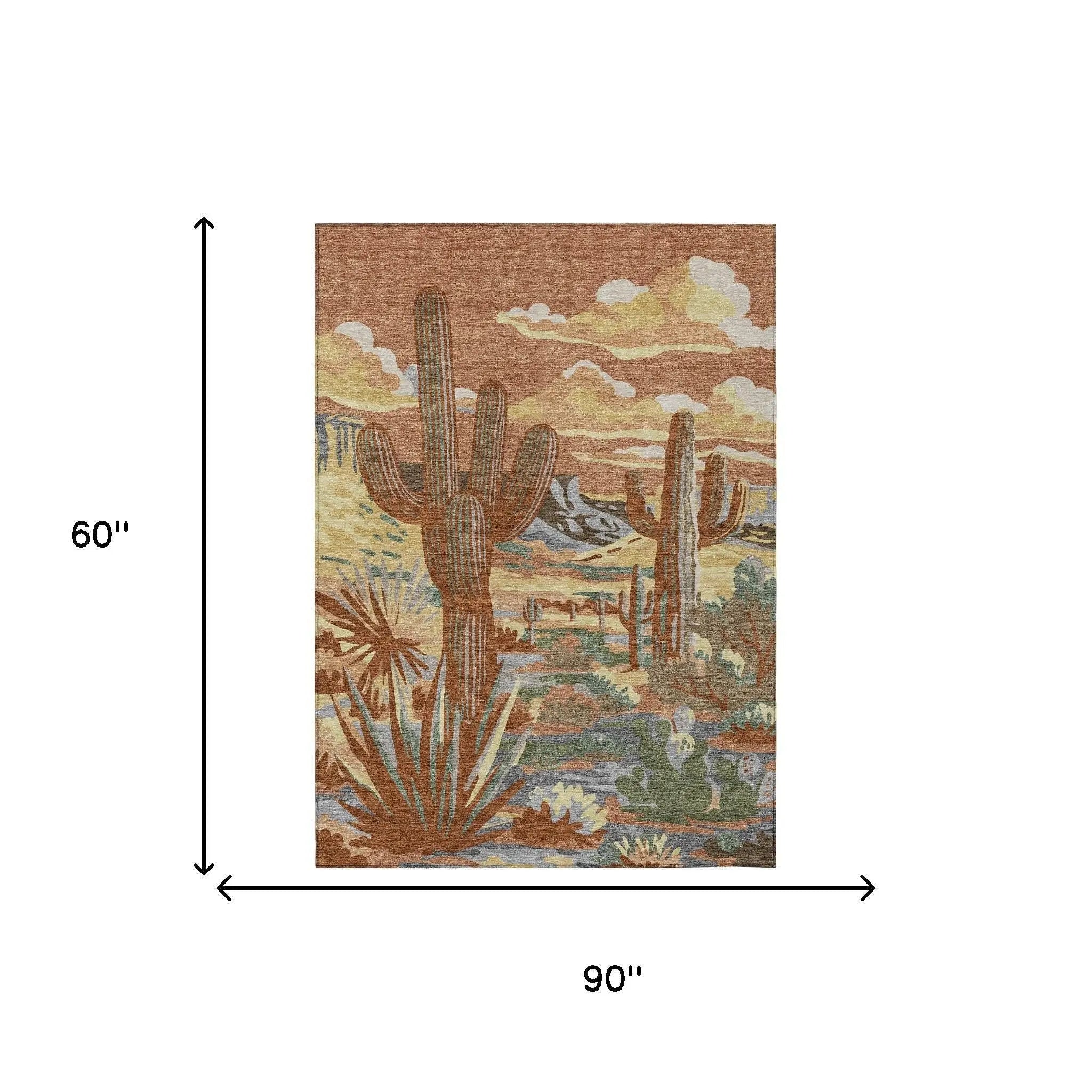5' X 8' Orange And Copper Trees Washable Indoor Outdoor Area Rug Homeroots Outdoor