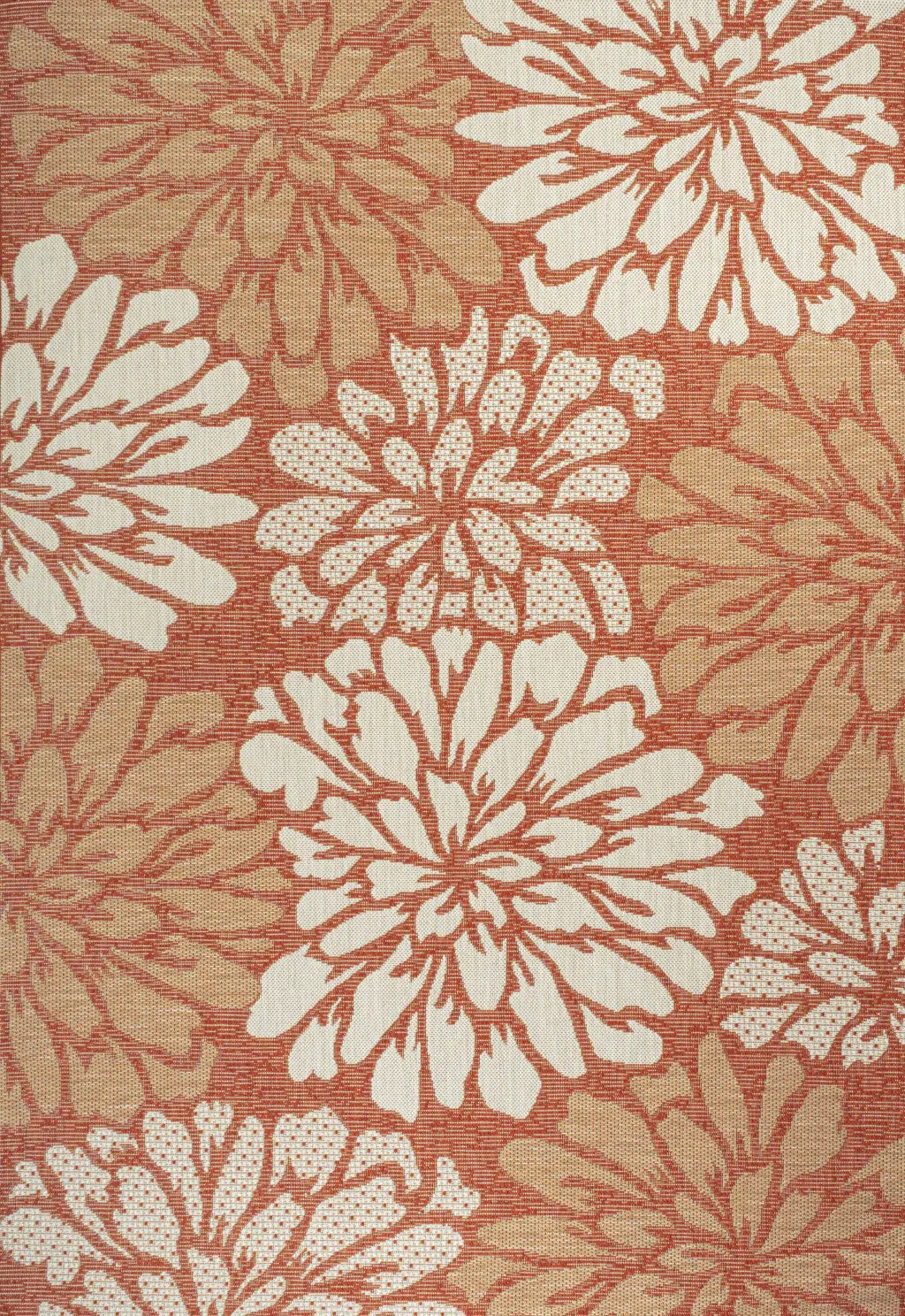 5' X 8' Orange And Cream Floral Indoor Outdoor Area Rug Homeroots Outdoor
