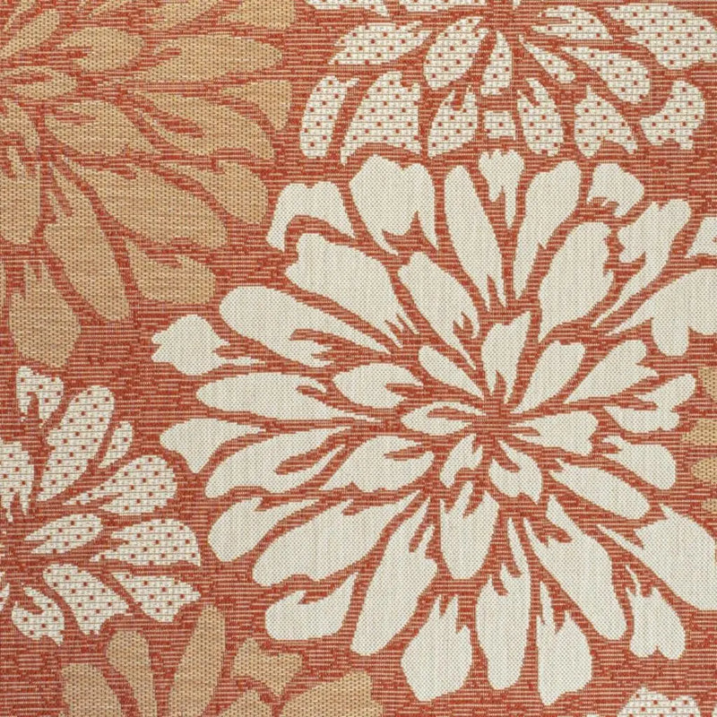 5' X 8' Orange And Cream Floral Indoor Outdoor Area Rug Homeroots Outdoor