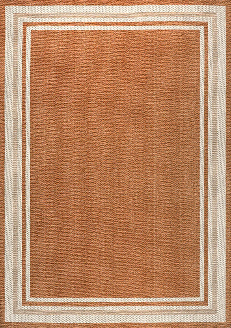 5' X 8' Orange And Cream Indoor Outdoor Area Rug Homeroots Outdoor