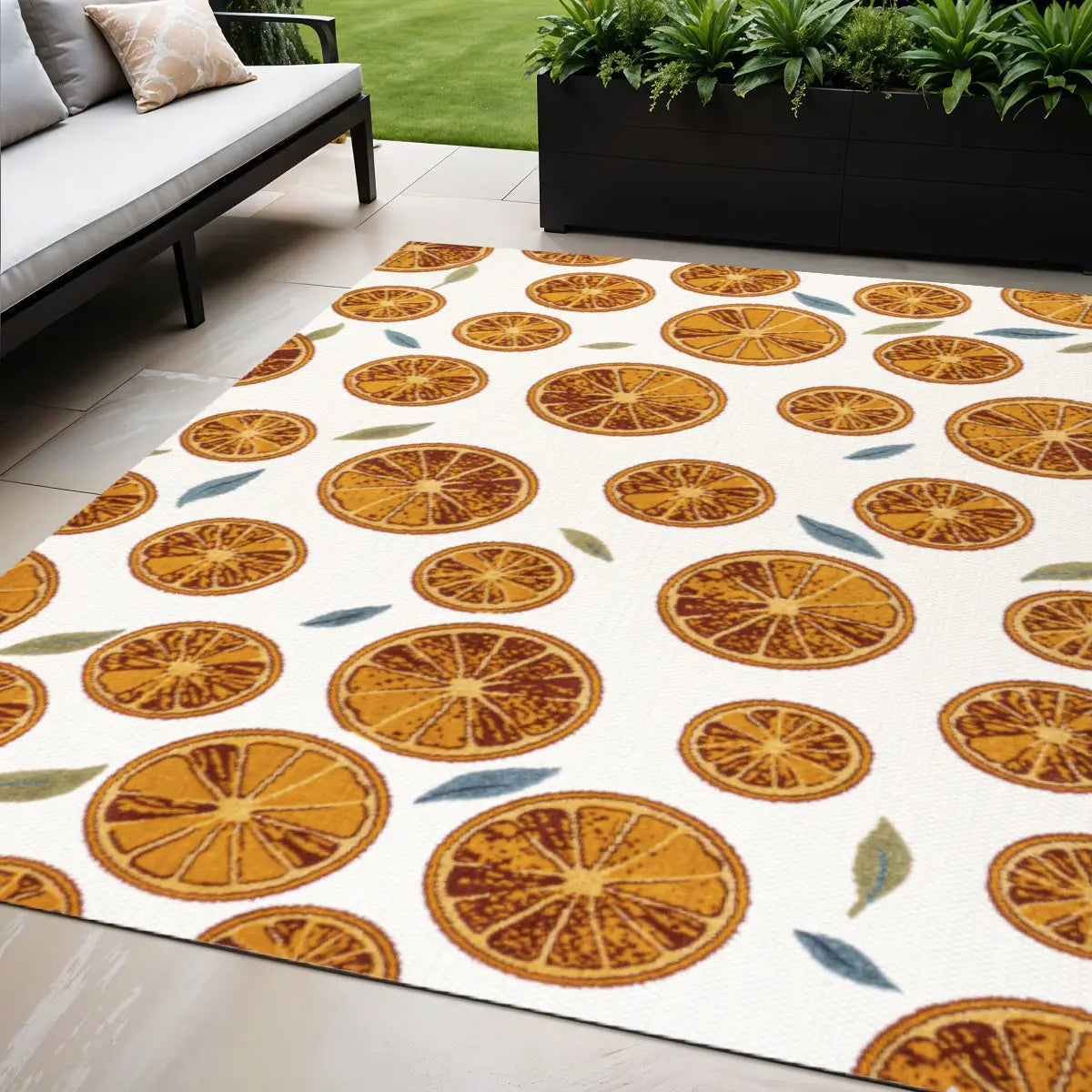 5' X 8' Orange And Cream Polka Dot Indoor Outdoor Area Rug Homeroots Outdoor