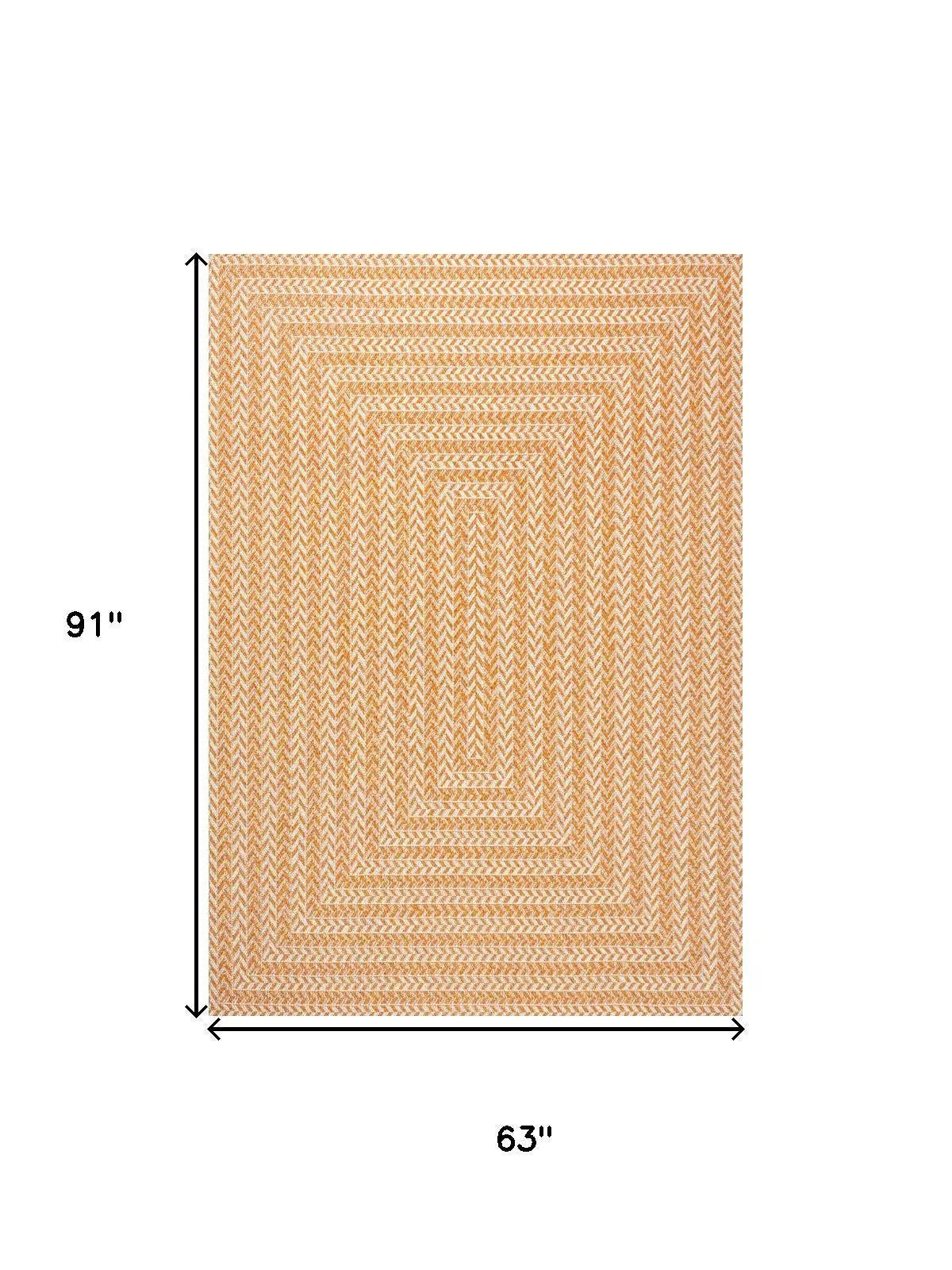 5' X 8' Orange And Cream Striped Indoor Outdoor Area Rug Homeroots Outdoor