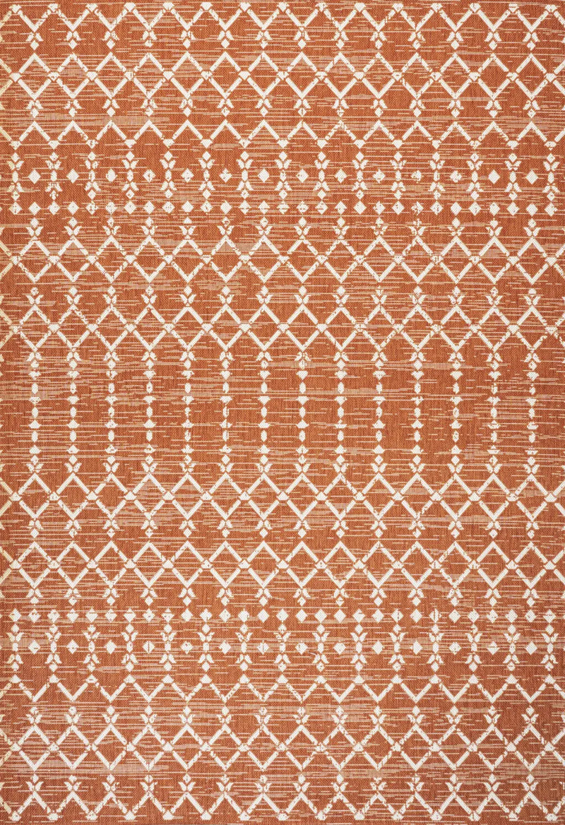 5' X 8' Orange And Cream Trellis Indoor Outdoor Area Rug Homeroots Outdoor