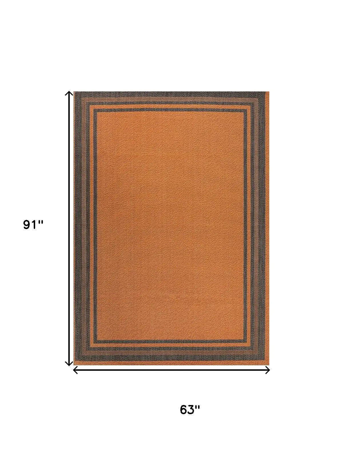 5' X 8' Orange And Dark Gray Striped Indoor Outdoor Area Rug Homeroots Outdoor