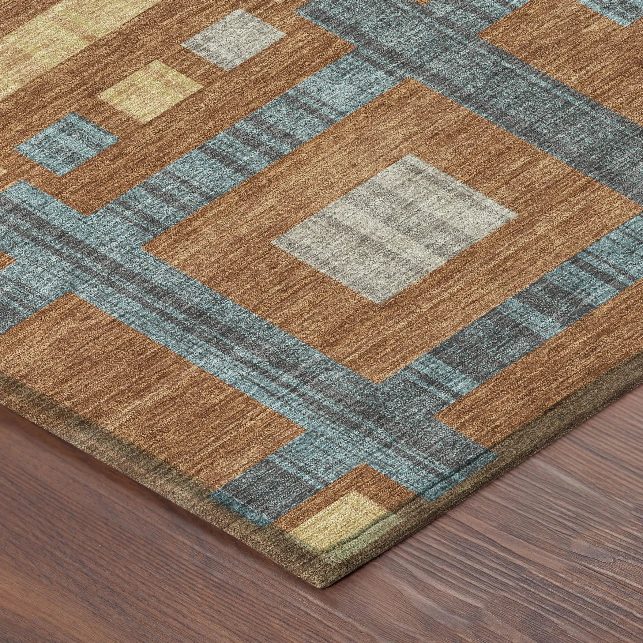 5' X 8' Orange And Gold Geometric Washable Indoor Outdoor Area Rug Homeroots Outdoor