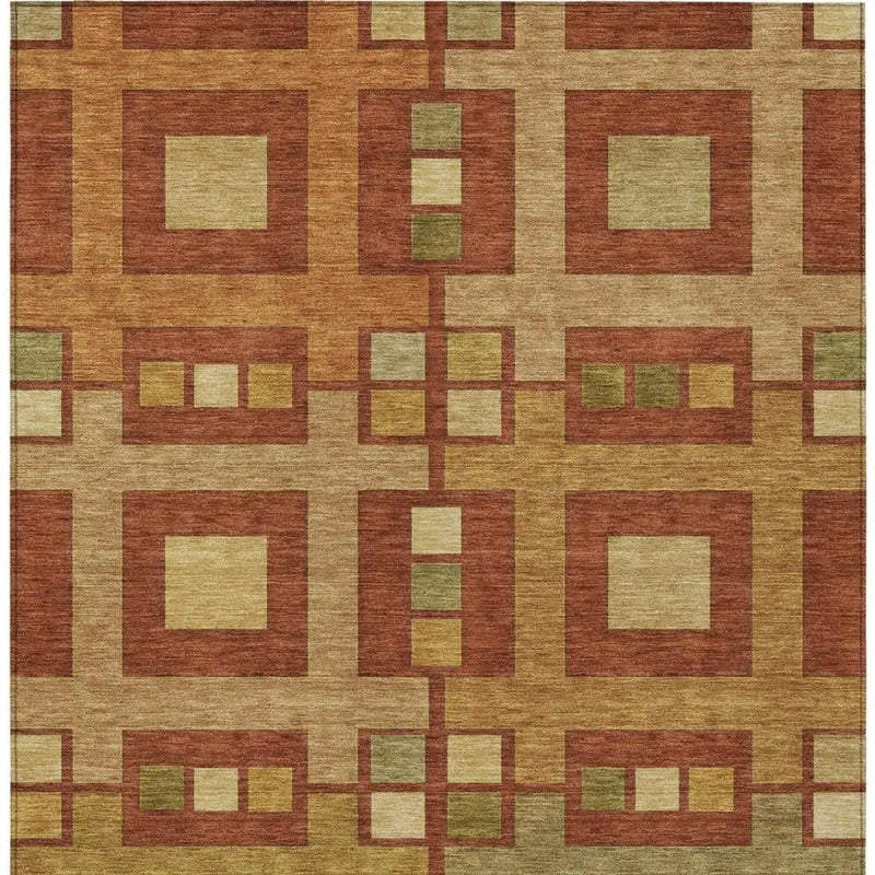 5' X 8' Orange And Gold Geometric Washable Indoor Outdoor Area Rug Homeroots Outdoor