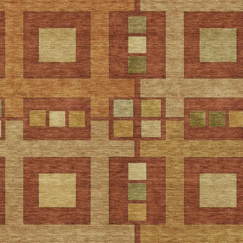 5' X 8' Orange And Gold Geometric Washable Indoor Outdoor Area Rug Homeroots Outdoor