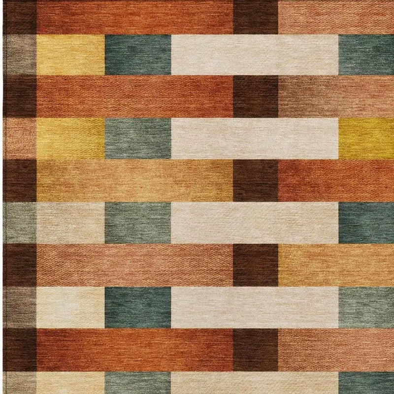 5' X 8' Orange And Gold Striped Washable Indoor Outdoor Area Rug Homeroots Outdoor