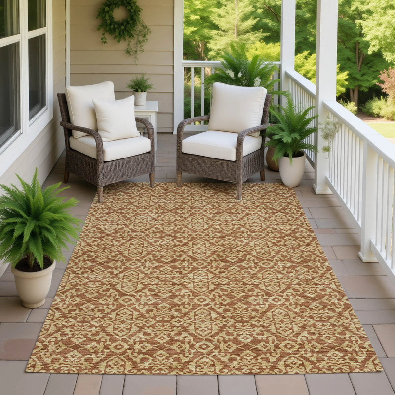5' X 8' Orange And Graphite Oriental Washable Indoor Outdoor Area Rug Homeroots Outdoor