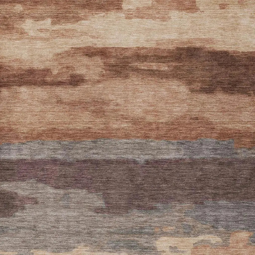 5' X 8' Orange And Gray Abstract Washable Indoor Outdoor Area Rug Homeroots Outdoor