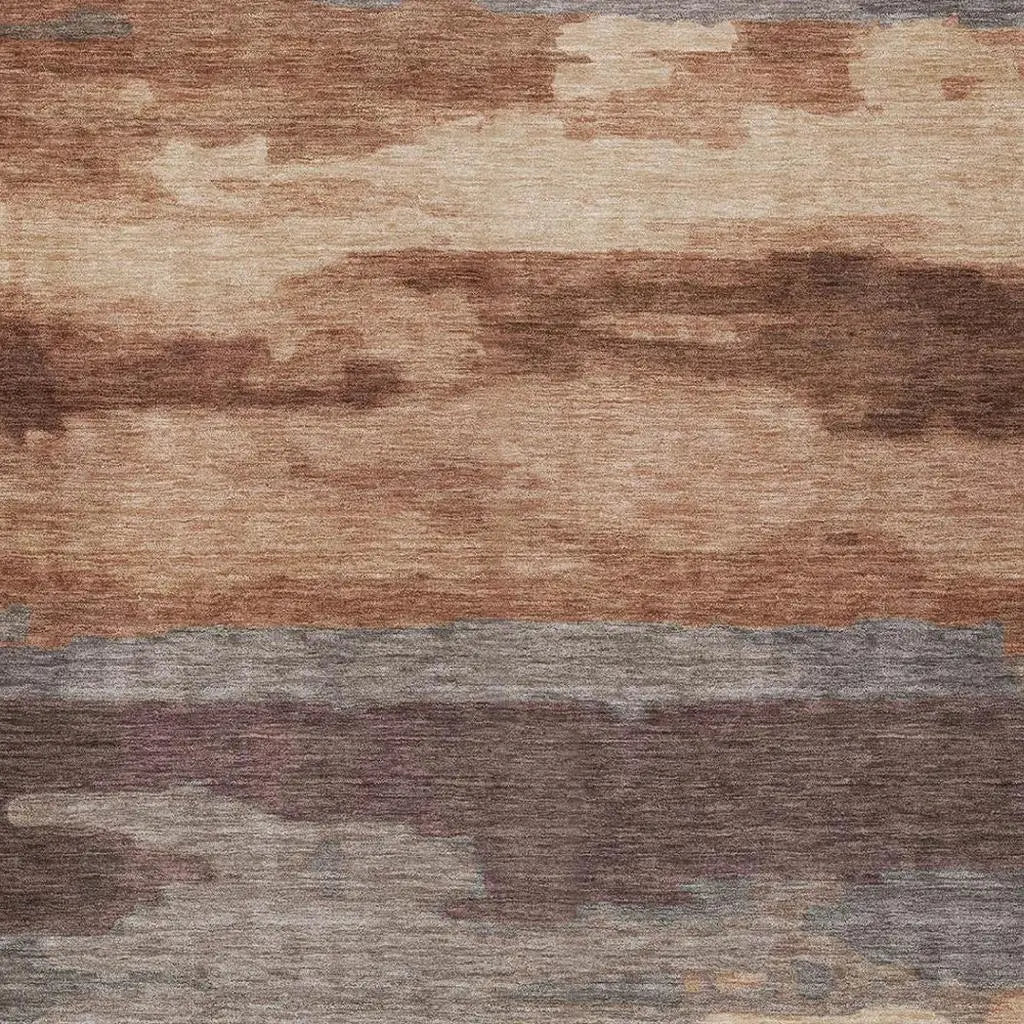 5' X 8' Orange And Gray Abstract Washable Indoor Outdoor Area Rug Homeroots Outdoor
