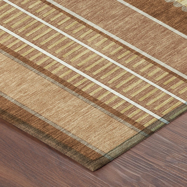 5' X 8' Orange And Gray Striped Washable Indoor Outdoor Area Rug Homeroots Outdoor