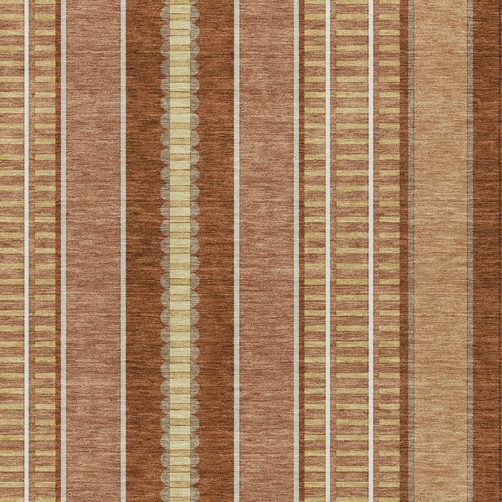 5' X 8' Orange And Gray Striped Washable Indoor Outdoor Area Rug Homeroots Outdoor
