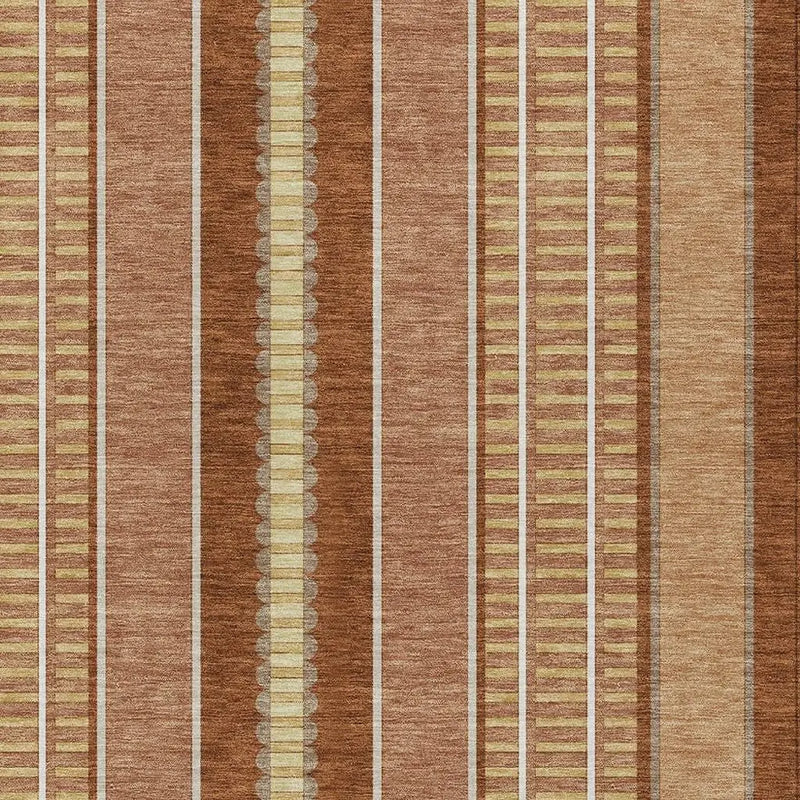 5' X 8' Orange And Gray Striped Washable Indoor Outdoor Area Rug Homeroots Outdoor