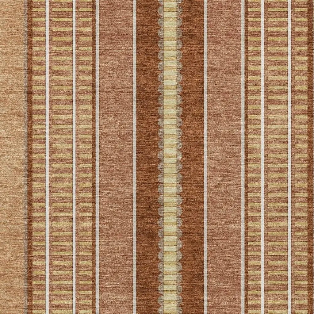 5' X 8' Orange And Gray Striped Washable Indoor Outdoor Area Rug Homeroots Outdoor