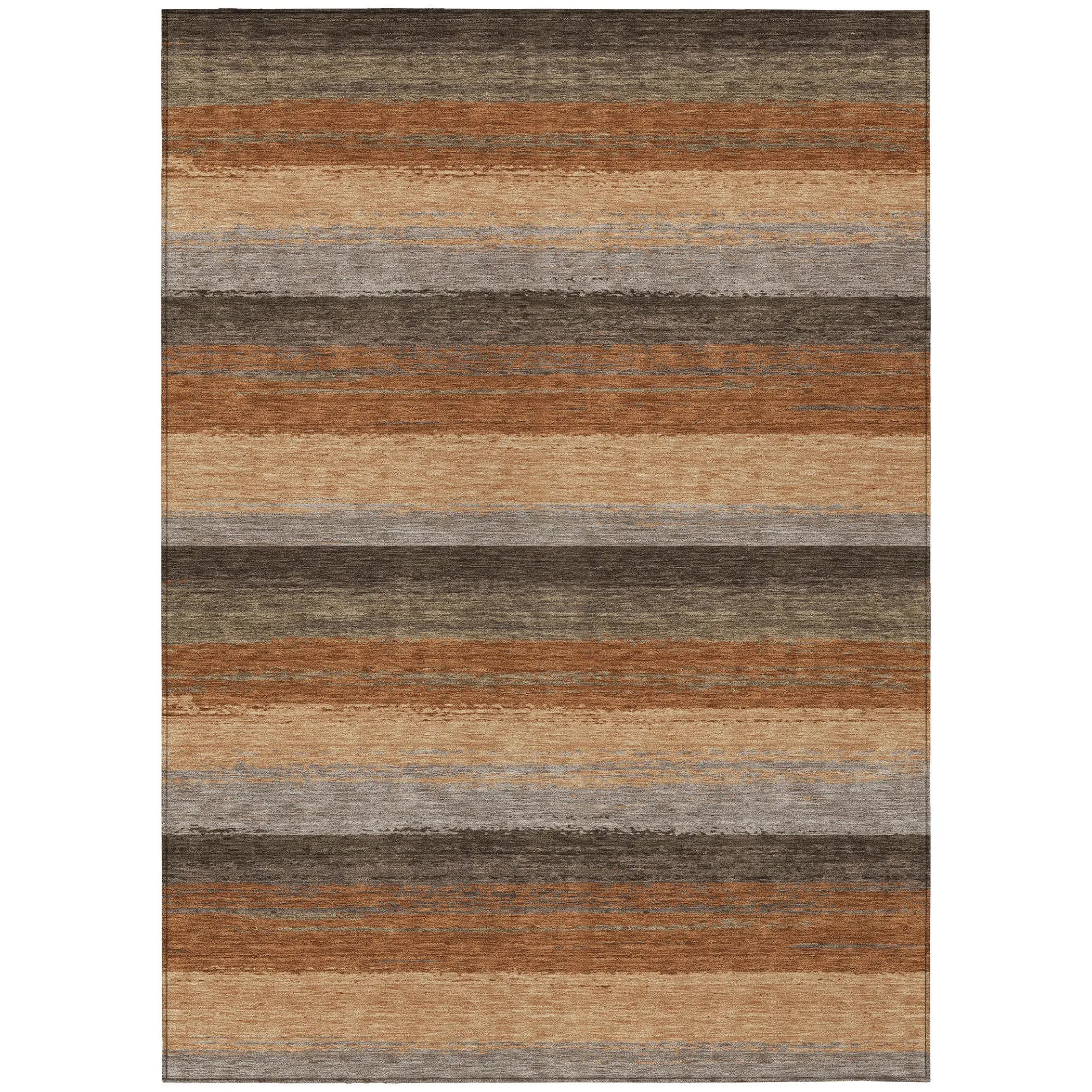 5' X 8' Orange And Green Striped Washable Indoor Outdoor Area Rug Homeroots Outdoor