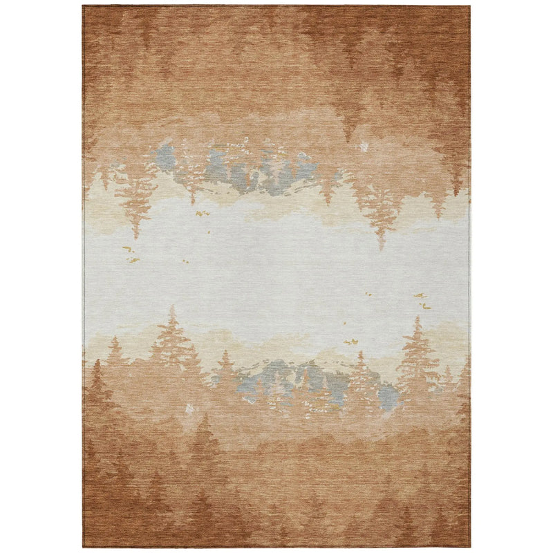 5' X 8' Orange And Ivory Floral Washable Indoor Outdoor Area Rug Homeroots Outdoor