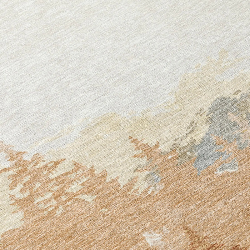 5' X 8' Orange And Ivory Floral Washable Indoor Outdoor Area Rug Homeroots Outdoor