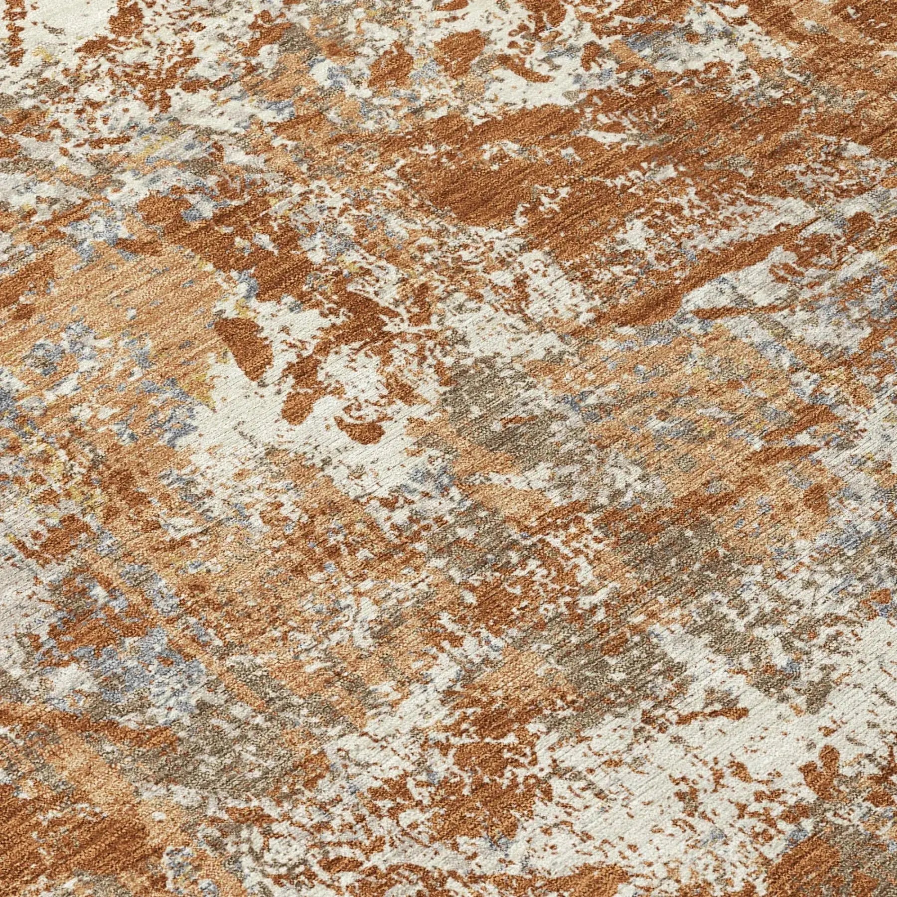 5' X 8' Orange And Khaki Abstract Washable Indoor Outdoor Area Rug Homeroots Outdoor