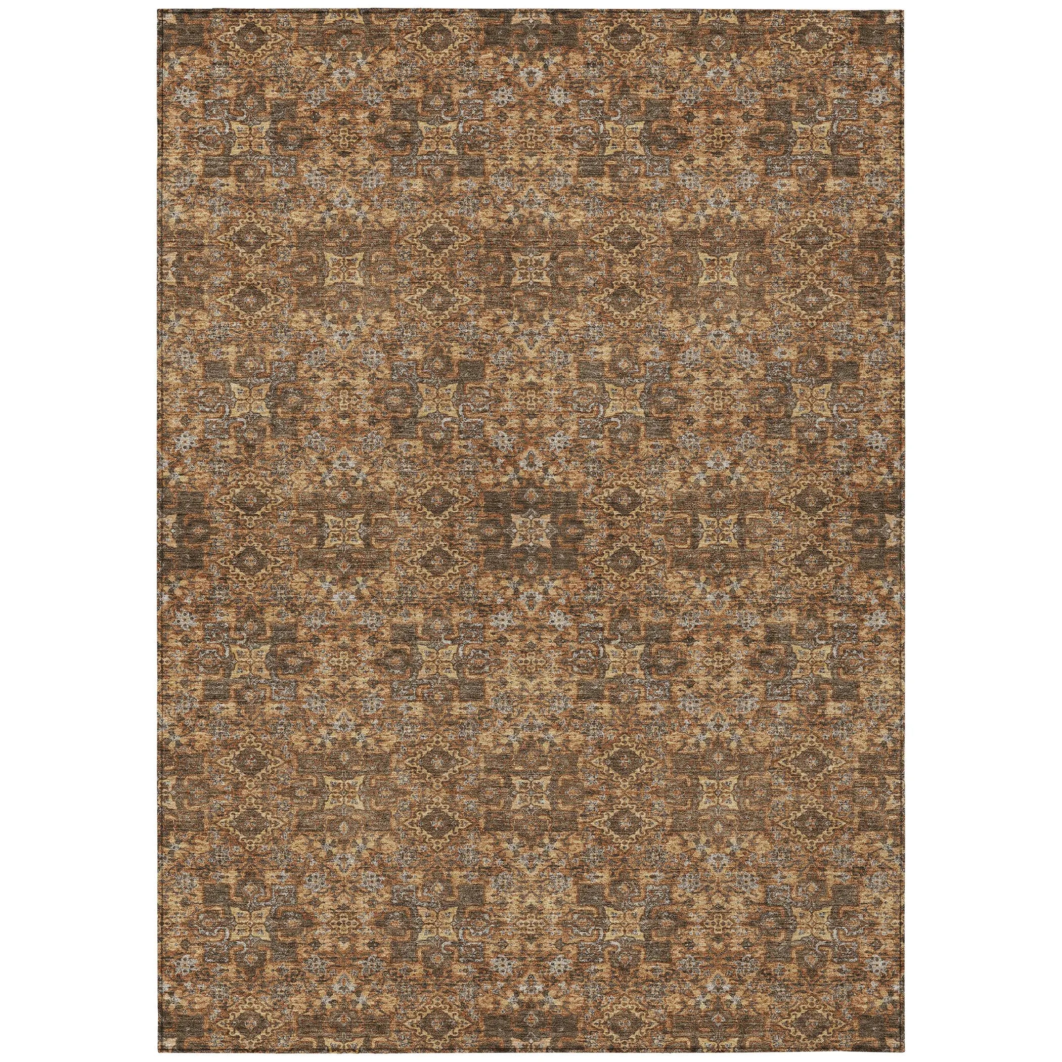 5' X 8' Orange And Linen Oriental Washable Indoor Outdoor Area Rug Homeroots Outdoor