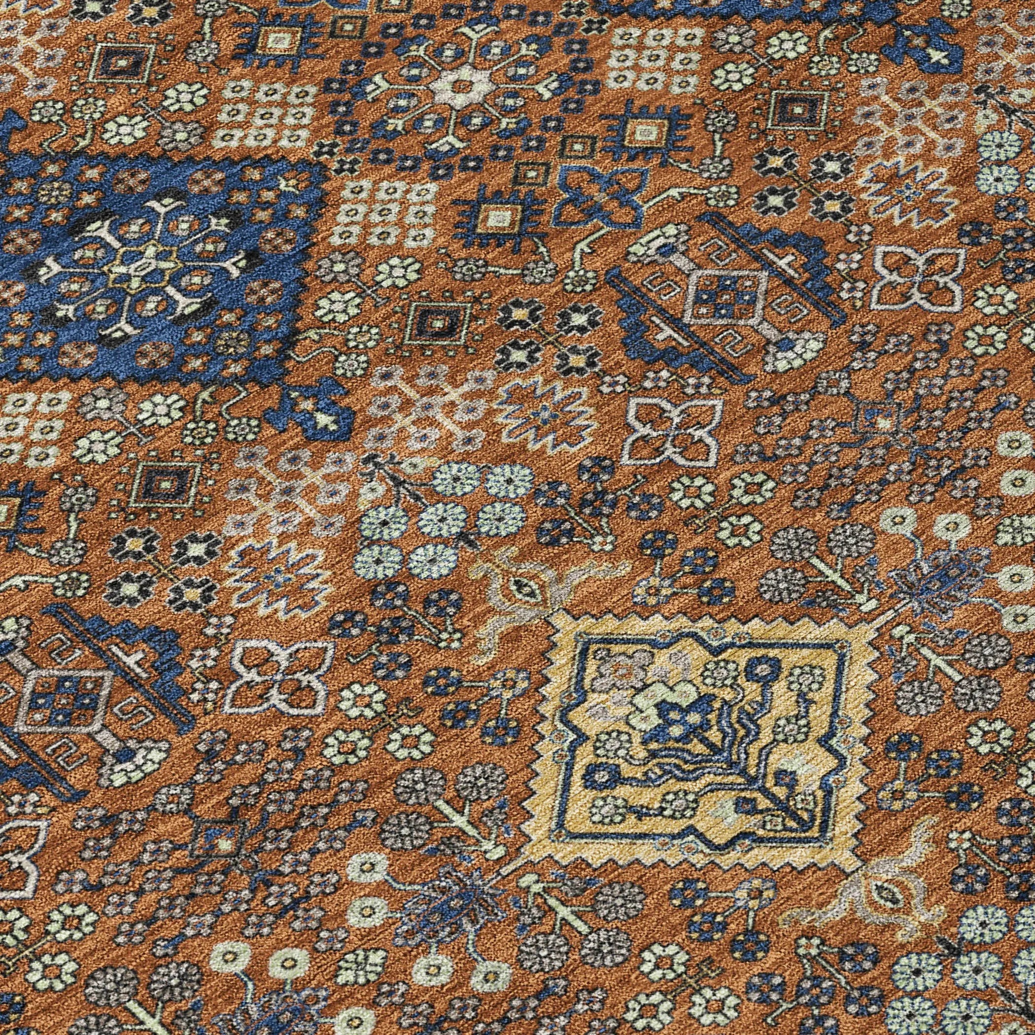 5' X 8' Orange And Navy Blue Geometric Washable Indoor Outdoor Area Rug Homeroots Outdoor
