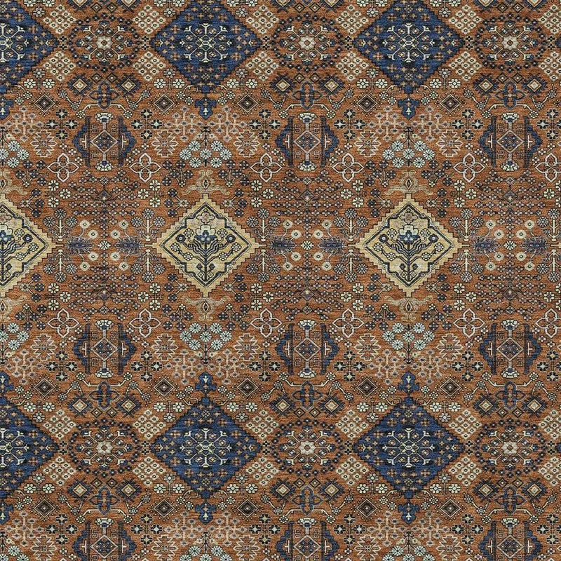 5' X 8' Orange And Navy Blue Geometric Washable Indoor Outdoor Area Rug Homeroots Outdoor
