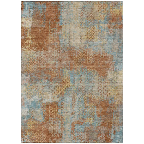 5' X 8' Orange And Rust Abstract Washable Indoor Outdoor Area Rug Homeroots Outdoor