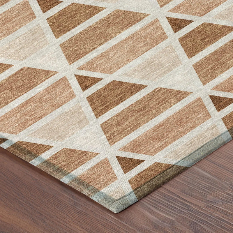 5' X 8' Orange And Rust Geometric Washable Indoor Outdoor Area Rug Homeroots Outdoor