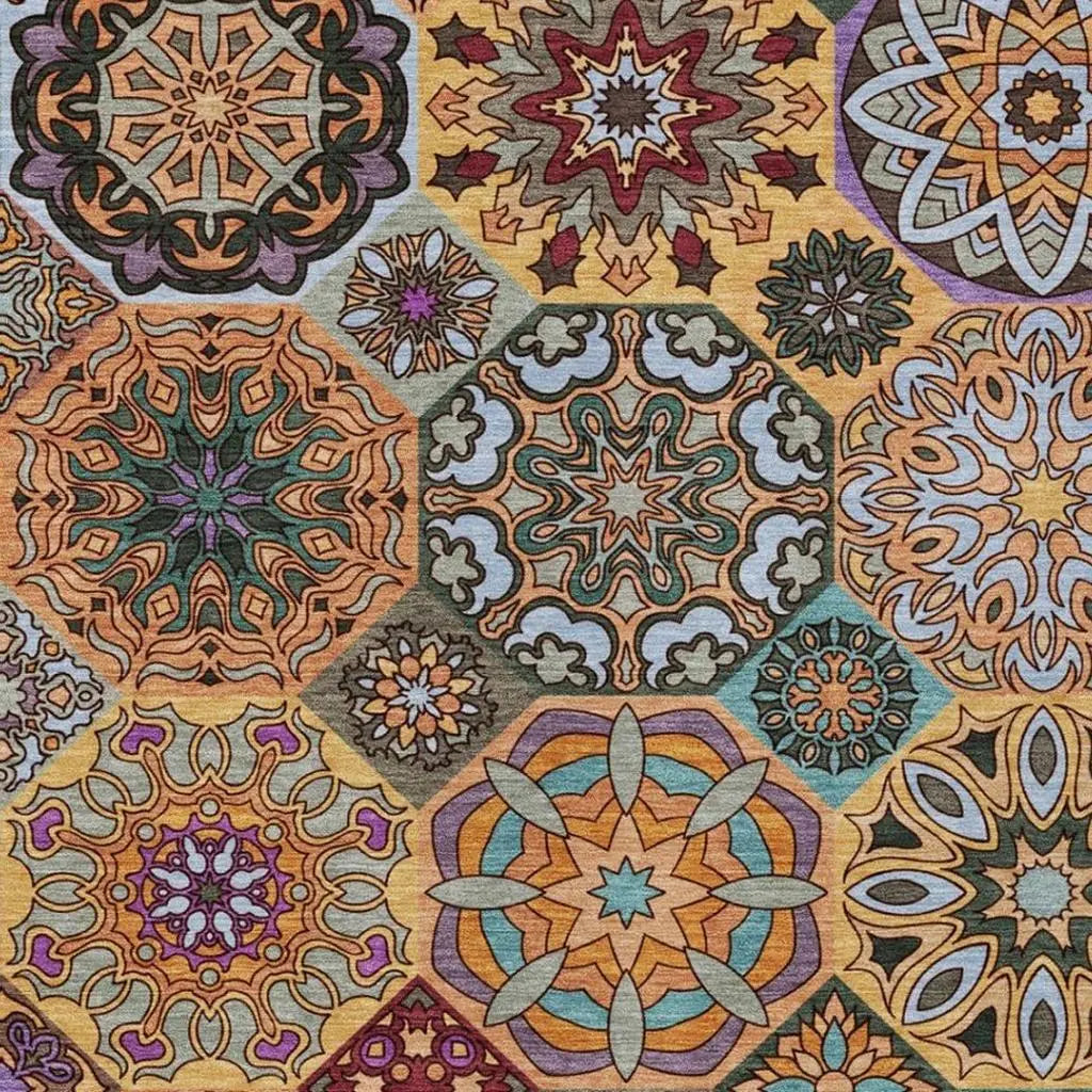 5' X 8' Orange And Rust Patchwork Washable Indoor Outdoor Area Rug Homeroots Outdoor