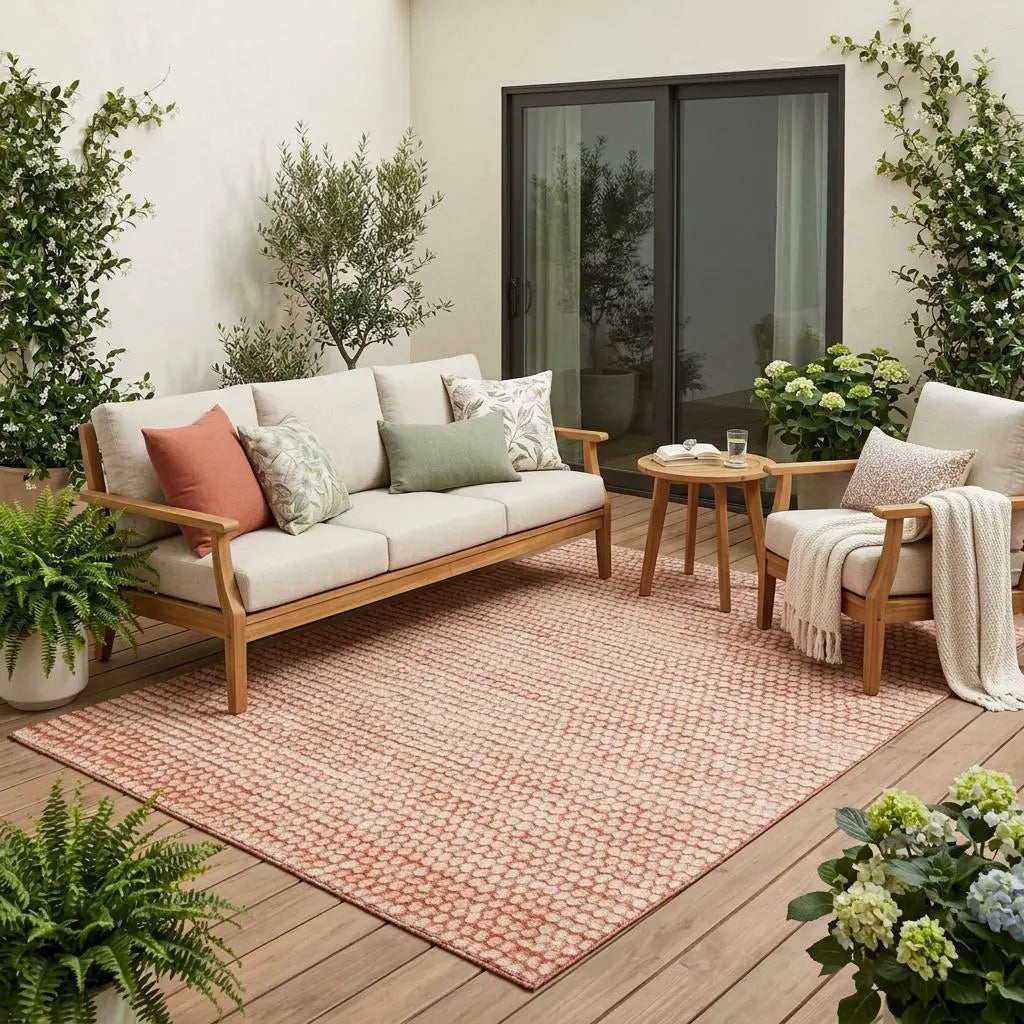 5' X 8' Orange And Salmon Striped Washable Indoor Outdoor Area Rug Homeroots Outdoor