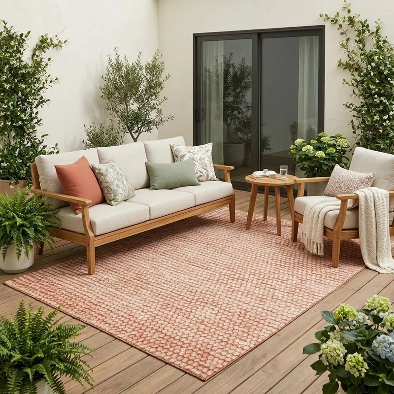 5' X 8' Orange And Salmon Striped Washable Indoor Outdoor Area Rug Homeroots Outdoor